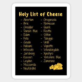 A-Z Holy List of Cheese Sticker